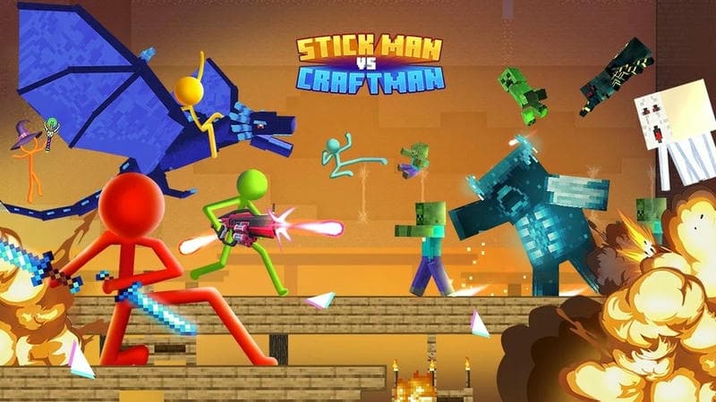 火柴人与工匠破解版(Stickman vs Craftman)截图3
