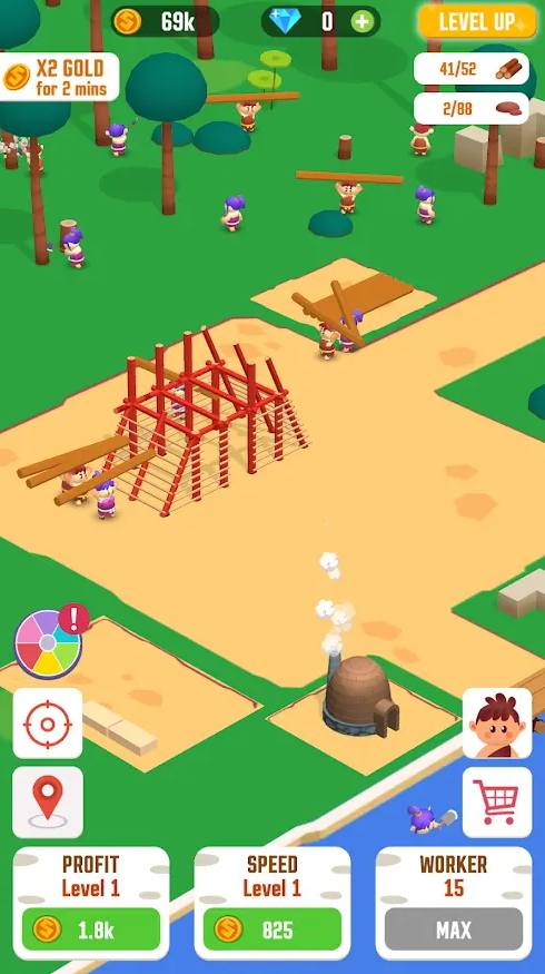 丛林生存建设者大亨手游(Idle Jungle Survival Builder Tycoon)截图1